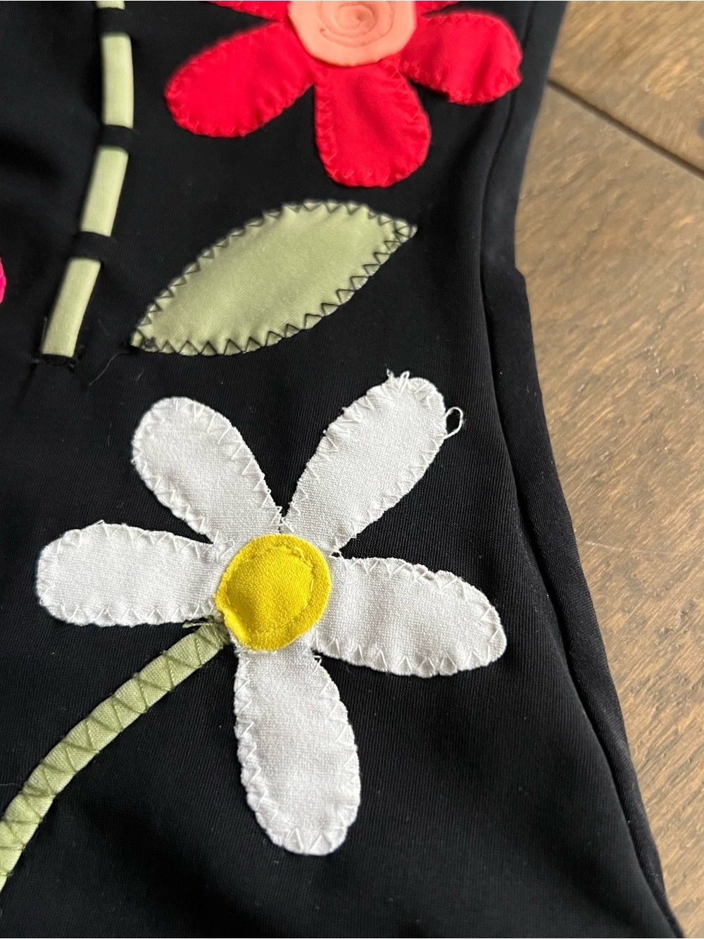 Gottex Black One-Piece Swimsuit with Orange Trim and Floral Appliqués US 8 - Picture 7 of 11
